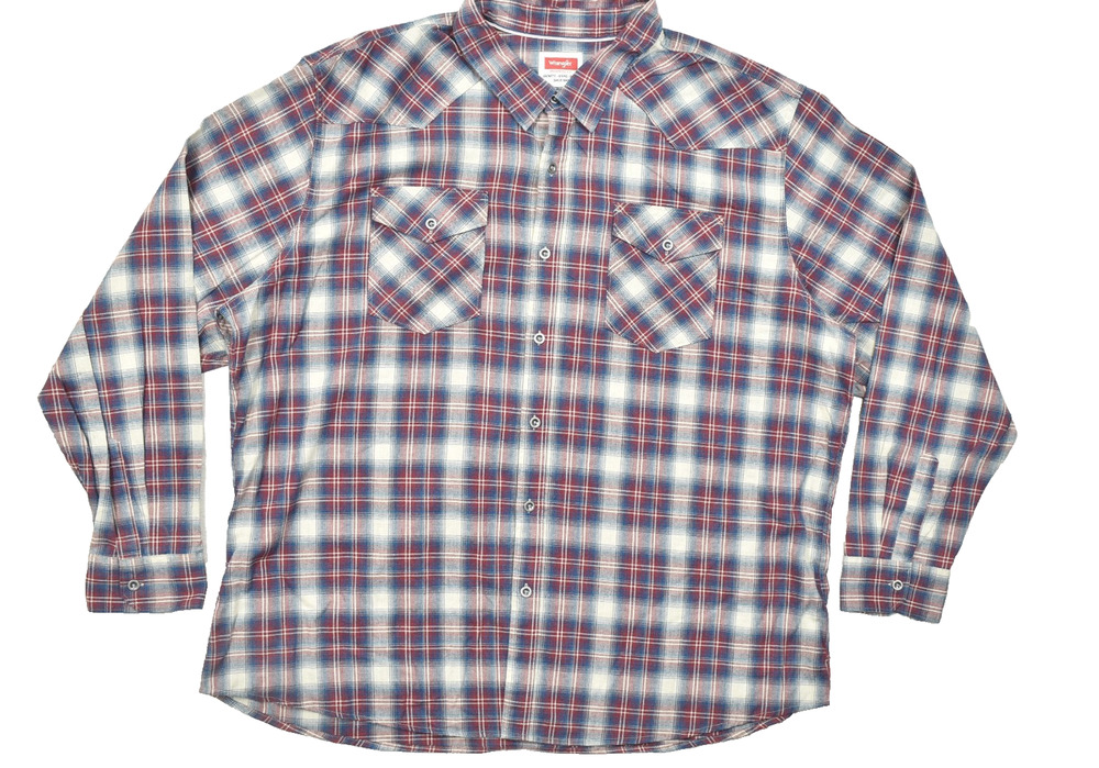 Wrangler Men's Western Plaid Flannel Button Shirt Long Sleeve Size 3XL Cotton
